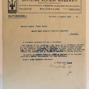 1929 Alfieri Maserati signed letter
