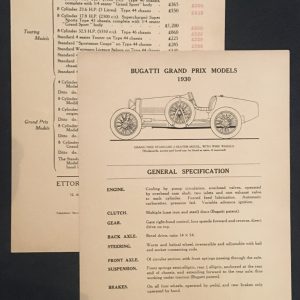 1930 Bugatti full range catalog