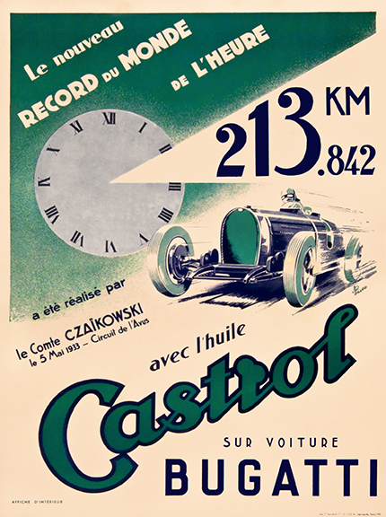 1933 Castrol Oil Bugatti event poster