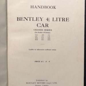 1936-9 Bentley 4.25L owner's manual - condensed