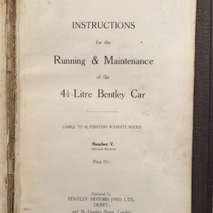 1936-9 Bentley 4.25L owner's manual