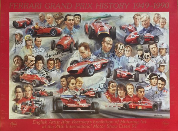 1949 - 1990 Ferrari Anniversary multi-signed print