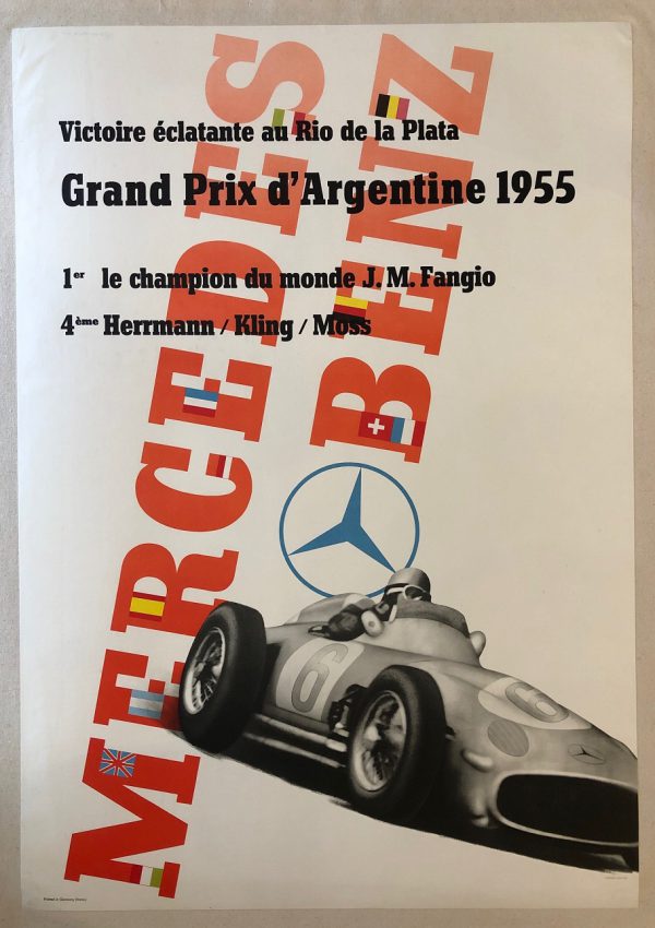 1955 Argentina GP Mercedes Factory success poster