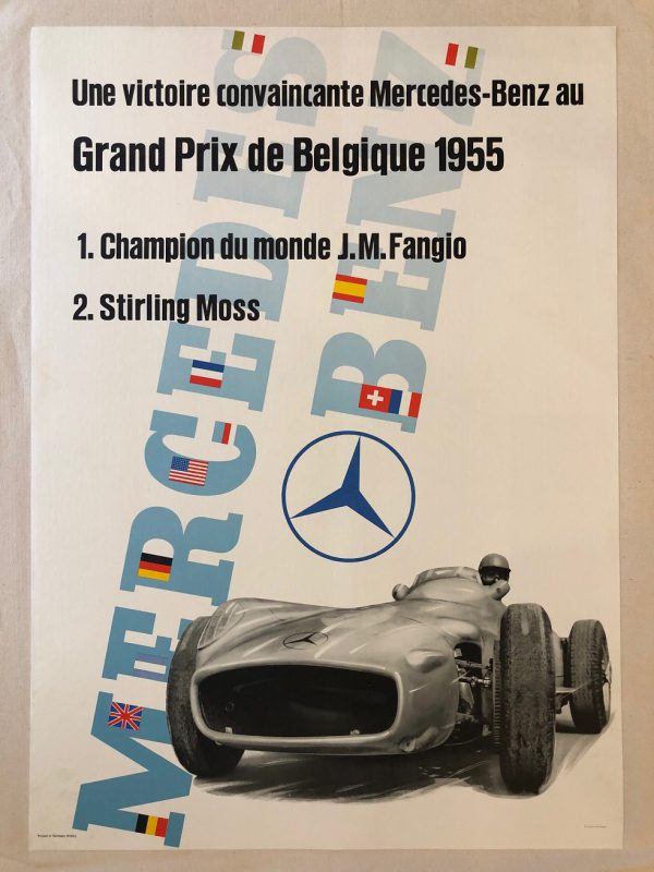 1955 Belgium GP Mercedes Factory success poster - French