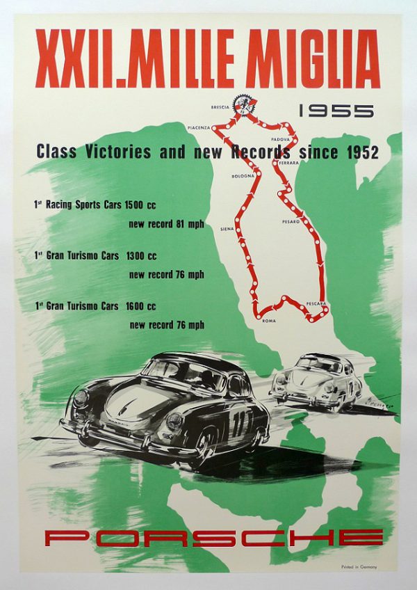 1955 Porsche Factory Mille Miglia poster