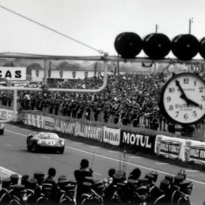 Le Mans, France. 15th - 16th June 1963.
Ludovico Scarfiotti/Lorenzo Bandini (Ferrari 250P), 1st position, leads across the finishing line with 5 minutes to go, action. 
World Copyright: LAT Photographic.
Ref: B/WPRINT.