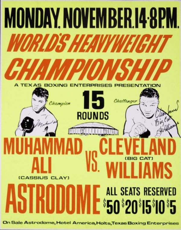 1966 Muhammad Ali Vs. Cleveland Williams signed fight poster