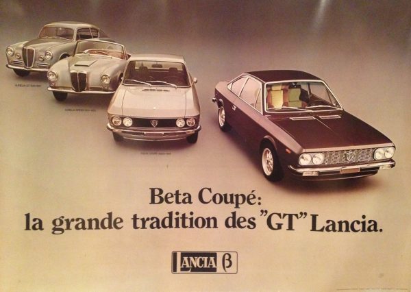 1972 Lancia Beta Coupe showroom poster