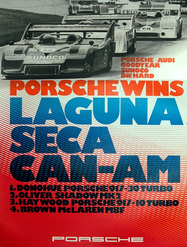 1973 Porsche Laguna Seca Can-Am factory victory poster
