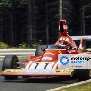 NüRBURGRING, GERMANY - AUGUST 04: Clay Regazzoni, Ferrari 312B3 during the German GP at Nürburgring on August 04, 1974 in Nürburgring, Germany. (Photo by LAT Images)