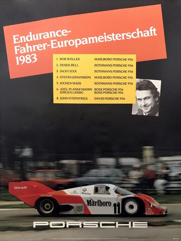 1983 Porsche Factory Bob Wollek Championship victory poster
