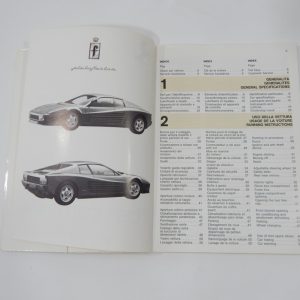 1985 Ferrari Testarossa owner's manual