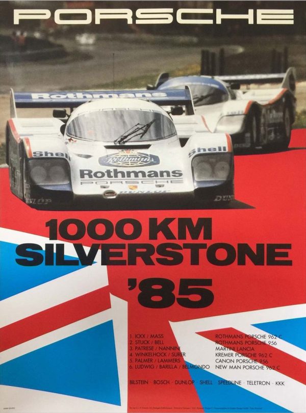 1985 Porsche 1000 km Silverstone factory poster
