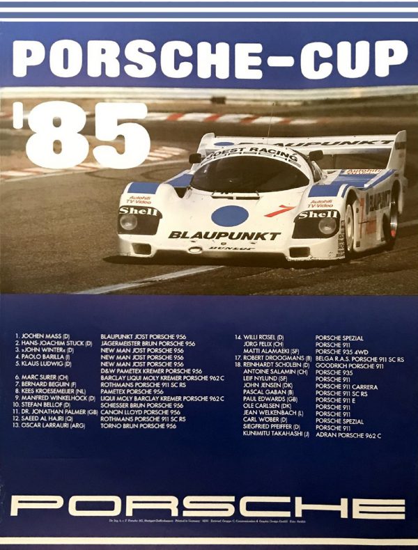 1985 Porsche Cup factory poster