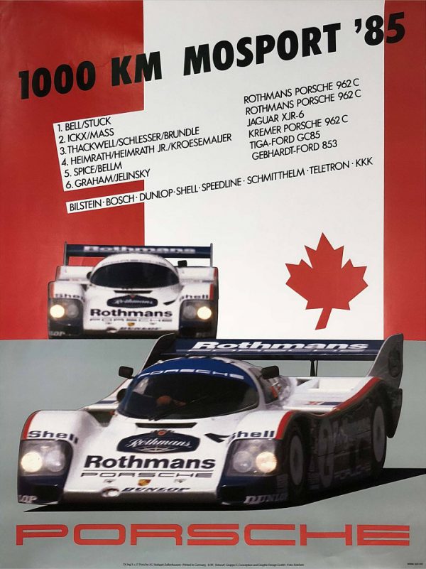 1985 Porsche Factory 1000 km Mosport poster