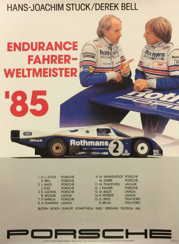 1985 Porsche World Endurance Championship celebration poster