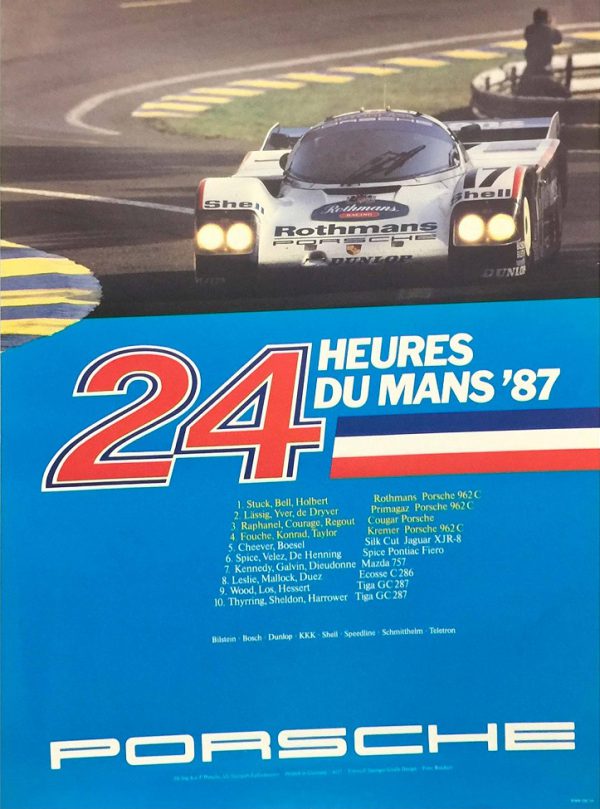 1987 Porsche Factory Le Mans win celebration poster