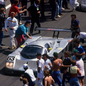 Le Mans, France. 10th - 11th June 1989.
Jochen Mass/Manuel Reuter/Stanley Dickens (Sauber C9-Mercedes-Benz), 1st position, action.
World Copyright: LAT Photographic
ref: 35mm Transparency Image