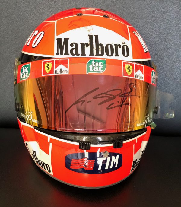 2001 Michael Schumacher Ferrari win helmet - Spain