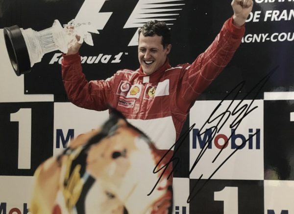 2002 French GP win photo signed by Michael Schumacher