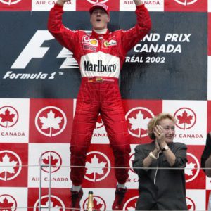 2002 Canadian GP win poster signed by Michael Schumacher