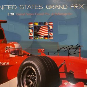 2003 USGP at Indianapolis win poster signed by Michael Schumacher