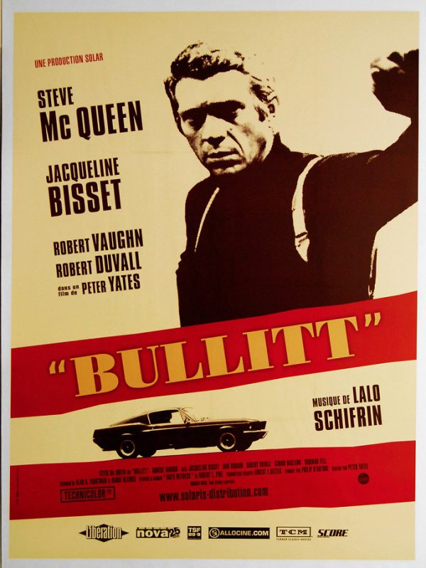 1968 'Bullitt' movie poster - large French re-issue