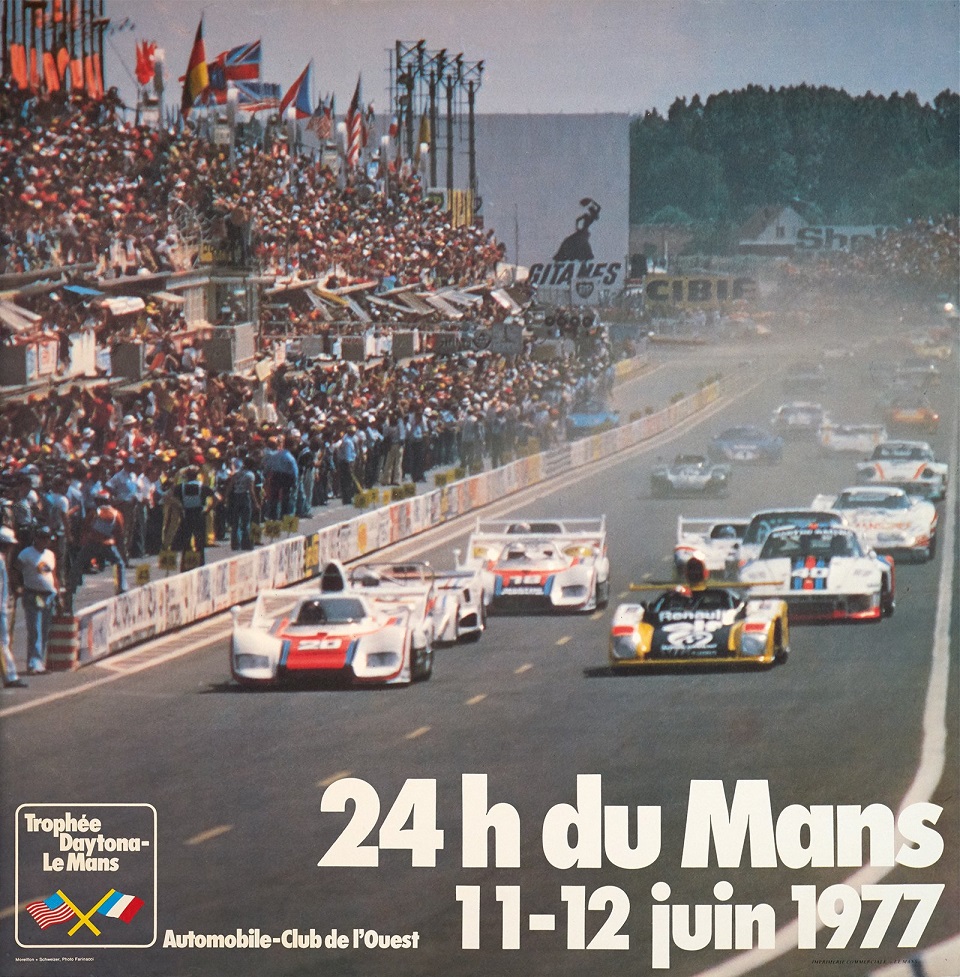 WINNER Poster Reprint 24hrs Du Mans 1977 