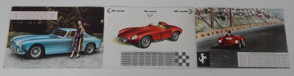 1954 Ferrari 250 Europa / 500 Mondial / 750 Monza brochure
