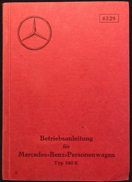 1937 Mercedes 540K owner's manual