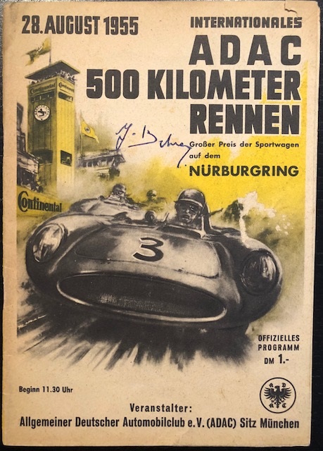 1955 German ADAC 500 km program signed by Behra