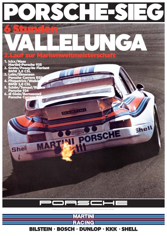 1976 Porsche Factory Vallelunga victory poster