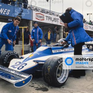 WATKINS GLEN INTERNATIONAL, UNITED STATES OF AMERICA - OCTOBER 02: Jacques Laffite sits in his Ligier JS7 Matra during the United States GP at Watkins Glen International on October 02, 1977 in Watkins Glen International, United States of America. (Photo by David Phipps / Sutton Images)