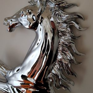 2000s Ferrari 'Cavallino Rampante' chrome sculpture