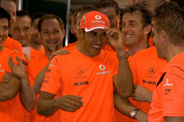 2008 McLaren Hugo Boss team issue t-shirt - Lewis Hamilton WC