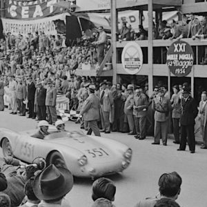 1954 Porsche Mille Miglia celebration poster 'A Triple Class Victory!'