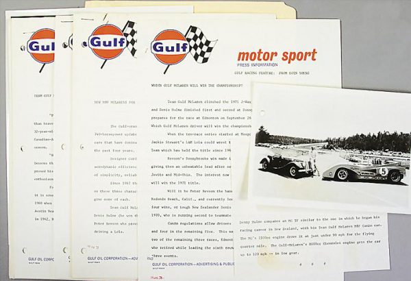 1971 Gulf Motorsport press kit - McLaren M8F