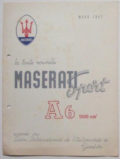 1947 Maserati A6 1500 Sport brochure