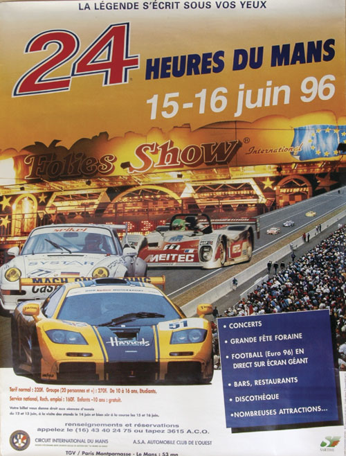 1996 Le Mans official event poster - large format