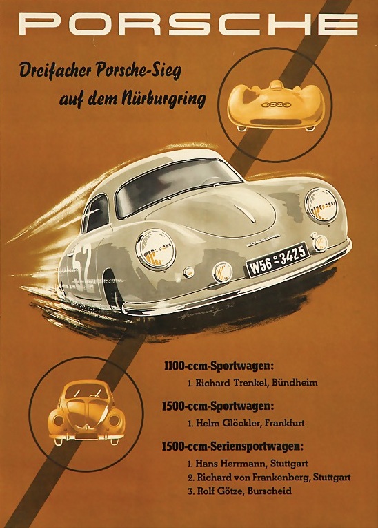 1952 Porsche triple win victory poster