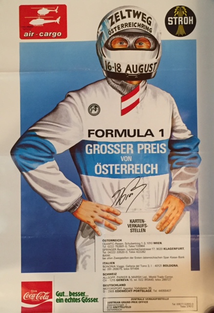 1985 Austrian GP poster signed by Prost