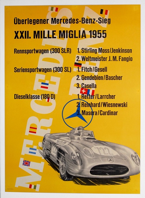 1955 Mille Miglia Mercedes Factory success poster