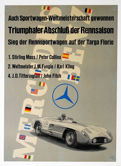 1955 Targa Florio Mercedes Factory success poster