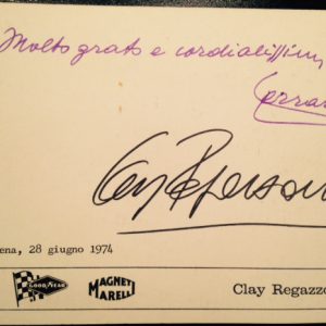 1974 Clay Regazzoni Ferrari factory postcard signed by Enzo Ferrari