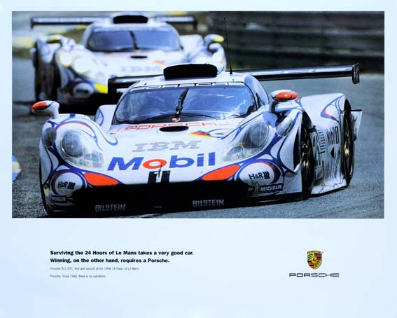 1998 Porsche 911 GT1 Le Mans win factory celebration poster