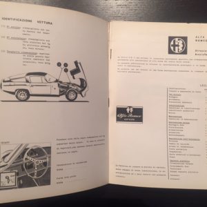 1963 Alfa Romeo TZ1 owner's manual