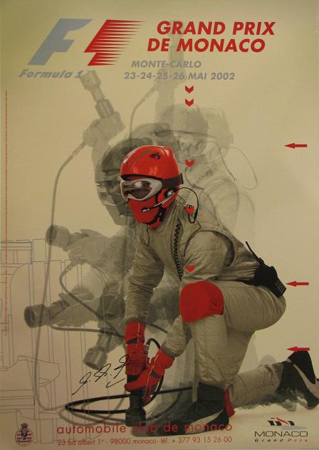 2002 Monaco GP poster signed by Michael Schumacher