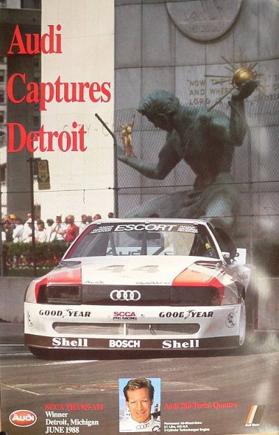 1988 Audi Detroit SCCA Trans-Am factory celebration poster