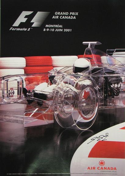 2001 Canadian GP poster signed by Michael Schumacher