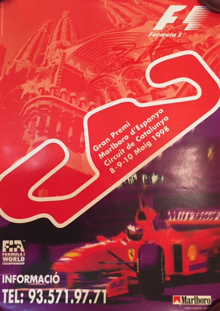 1998 Spanish GP poster signed by Jacques Villeneuve
